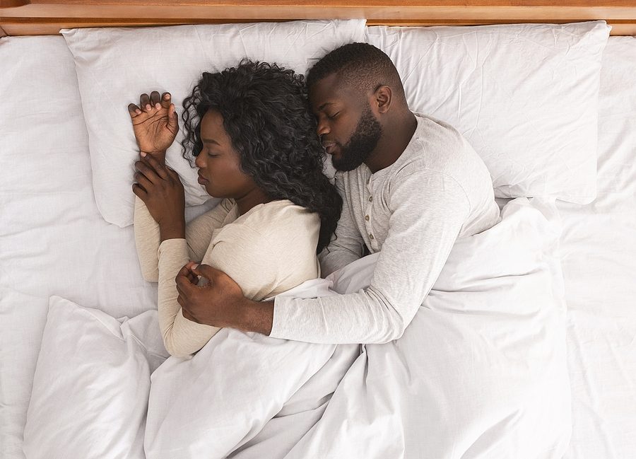 Couple cuddling.